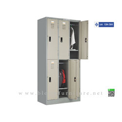 ตู้ล็อกเกอร์เหล็ก 6 ประตูพร้อมกุญแจล็อก ขนาด 92x46x183 ซม. มาตรฐาน มอก.