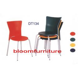 เก้าอี้อาหารโครงเหล็ก ที่นั่งพลาสติกโพลี มีหลายสี