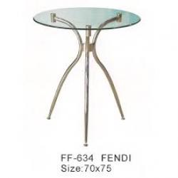 โต๊ะกระจก ขาเหล็กชุบโครเมี่ยม FENDI