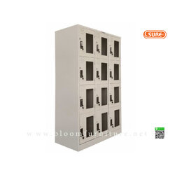 ตู้ล็อกเกอร์เหล็กหน้าบานกระจก 12 ประตู ขนาด 91.4x45.7x182.9 ซม.