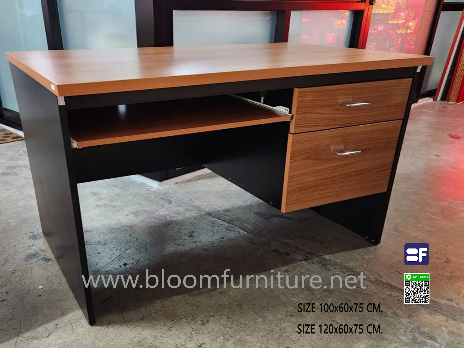 (Promotion ซื้อ 3 ตัวลด5%) โต๊ะทำงานพร้อมลิ้นชักเคลือบผิว PVC ขนาด 100 - 120 *60*75 ซม.