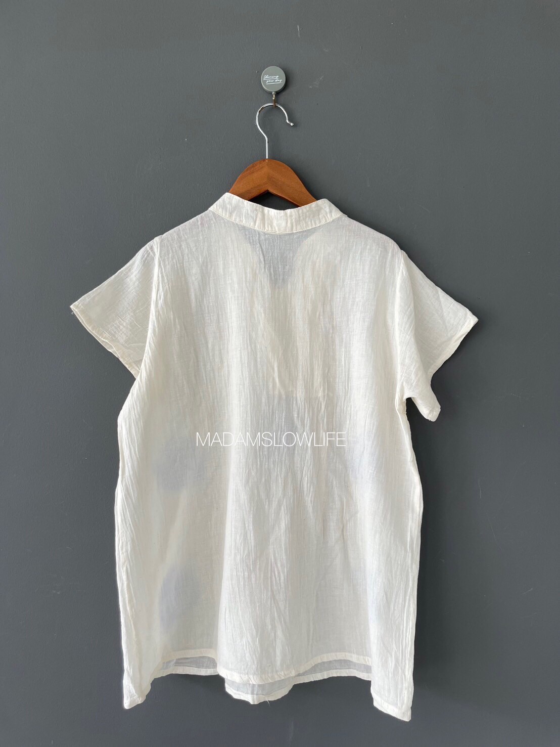 เสื้อคอตตอน Size F อก 36-40 นิ้ว ยาว 27 นิ้ว เนื้อผ้าคอตตอนพรีเมียม พิมพ์ลายใบไม้ด้วยสีปลอดสารพิษ