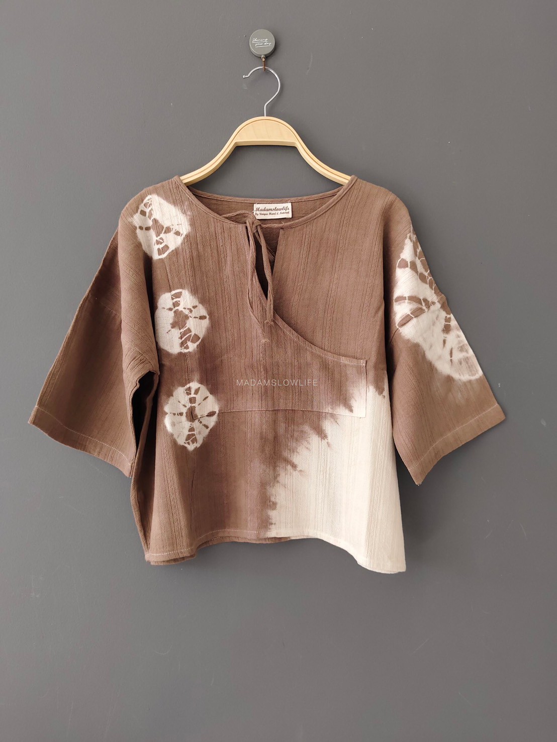 เสื้อผูกโบว์ด้านหน้าสไตล์ญี่ปุ่น Size:F มีสีคราม เขียว น้ำตาล