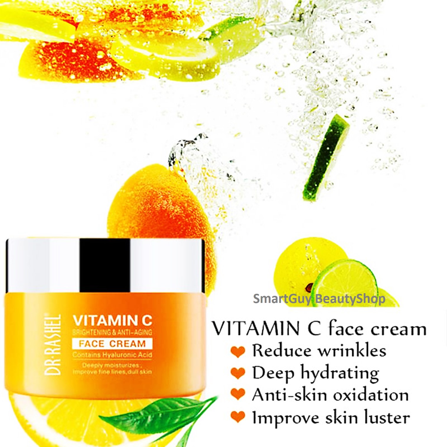 DR.RASHEL Vitamin C Brightening & Anti Aging Face Cream 50g. ครีมวิตามินซีเข้มข้นปรับผิวหน้ากระจ่างใสตึงกระชับย้อนวัยผิวแบบเร่งด่วนปลอดภัย