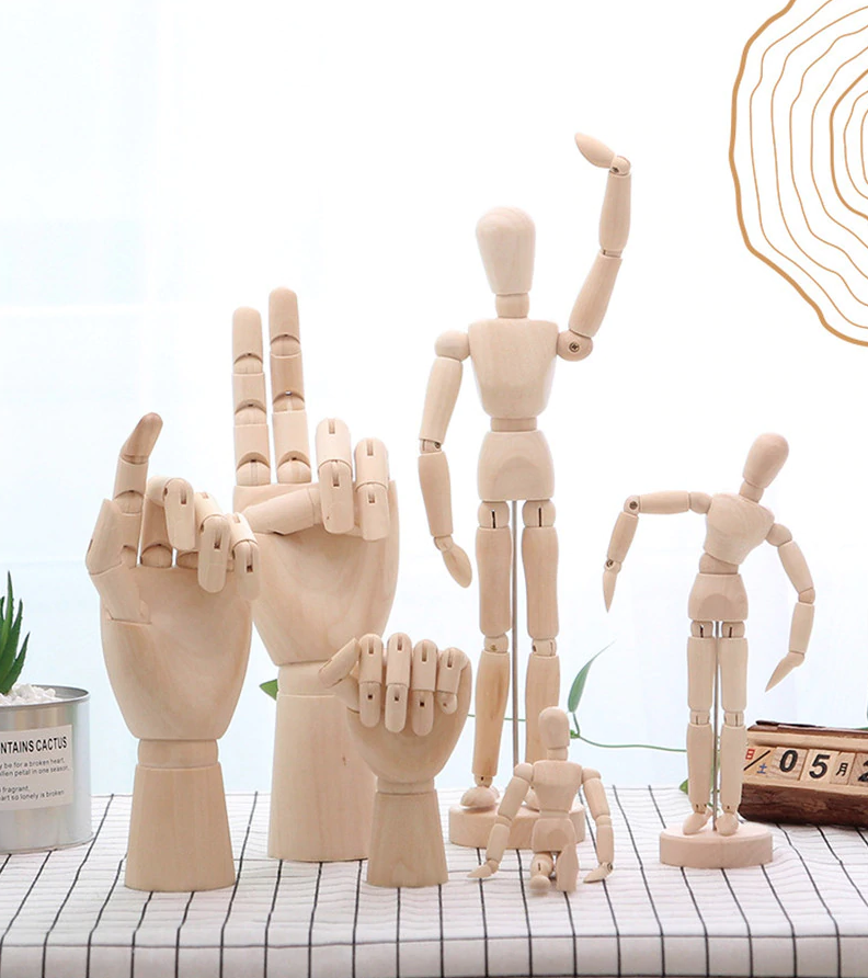 หุ่นไม้ หุ่นมือ จำลองรุปคน ขยับได้ ฟิกเกอร์มนุษย์ สมจริง Wood movable Limbs Human Art Wood Man joint