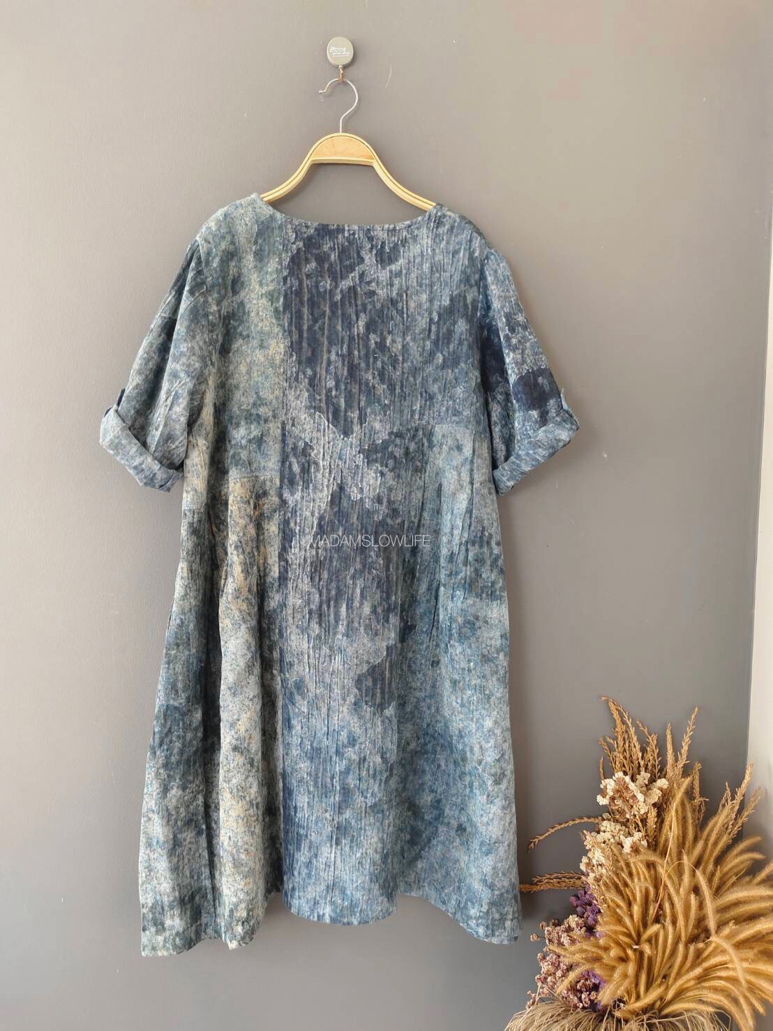 ชุดเดรสผู้หญิงคอกลม Size F มัดย้อมโดยใช้สีปลอดสารพิษ