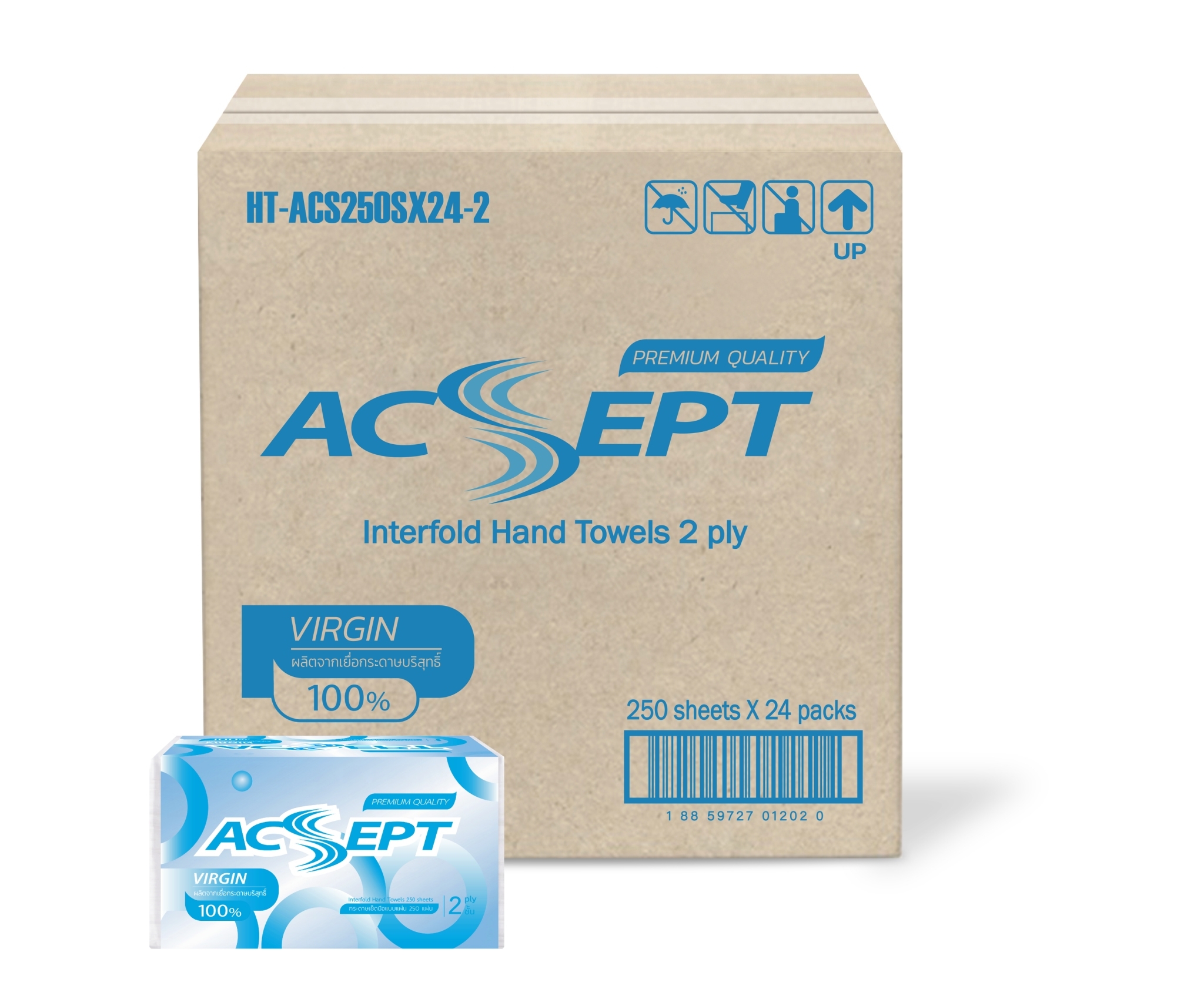 กระดาษเช็ดมือ Acsept หนา 2 ชั้น