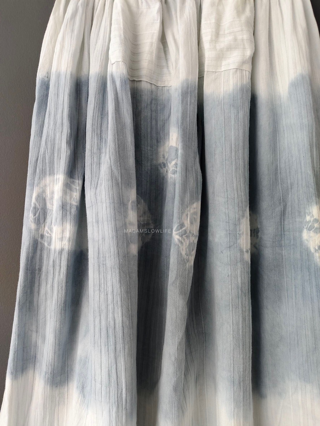 กระโปรงเจ้าหญิง Size : F มัดย้อมเทาสีธรรมชาติ