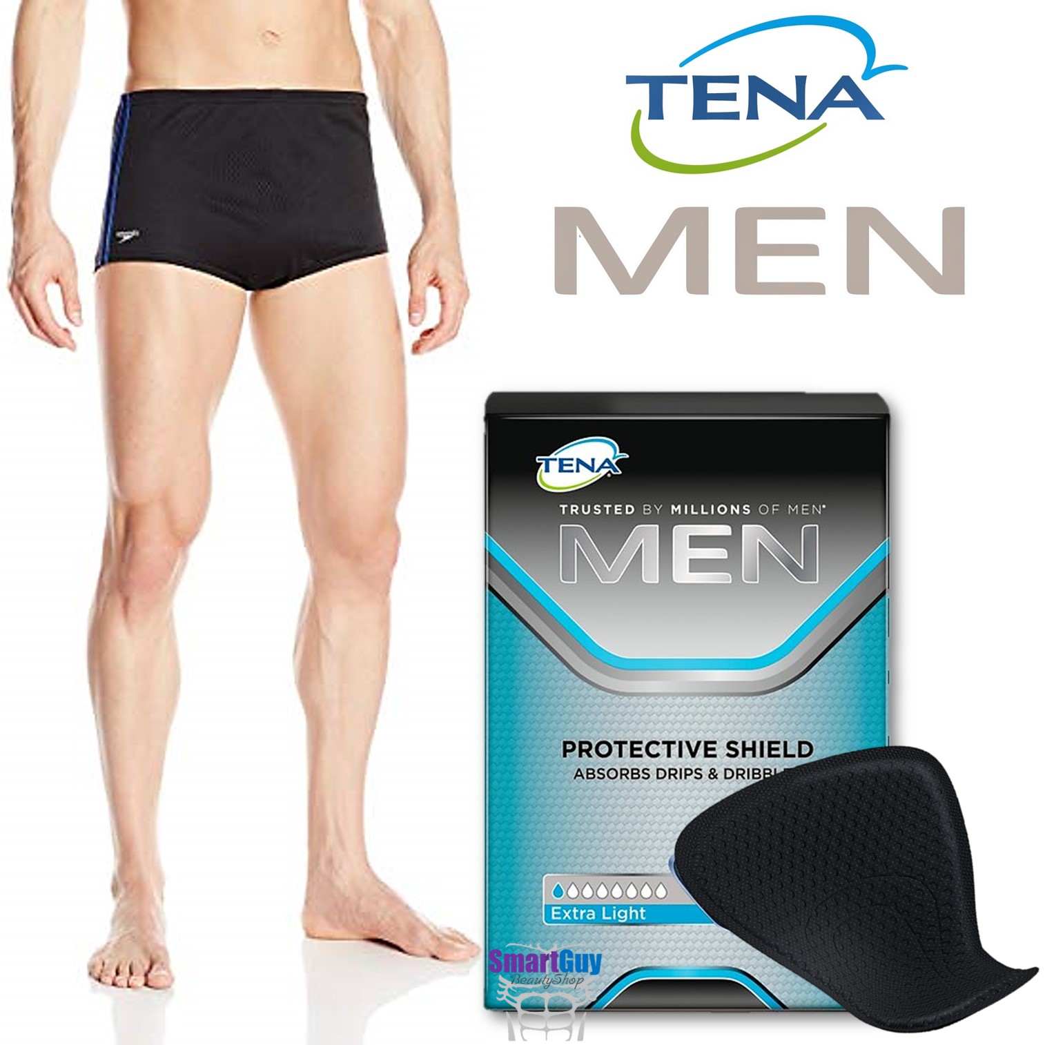 TENA Trusted By Millions Of Men Protective Shield Absorbs Drips & Dribbles แผ่นอนามัยลดความอับชื้นสำหรับผู้ชาย