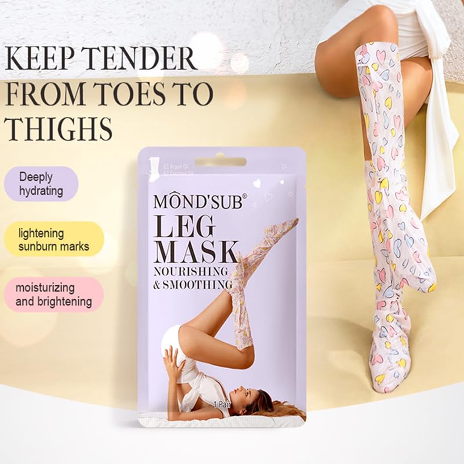 Mond’Sub Leg Mask Brighten&Moisturizing 3Pack ผลิตภัณฑ์มาส์คบำรุงผิวเนียนนุ่มกระจ่างใสสำหรับขาและเท้าสูตรพิเศษจากต่างประเทศของแท้พร้อมส่ง
