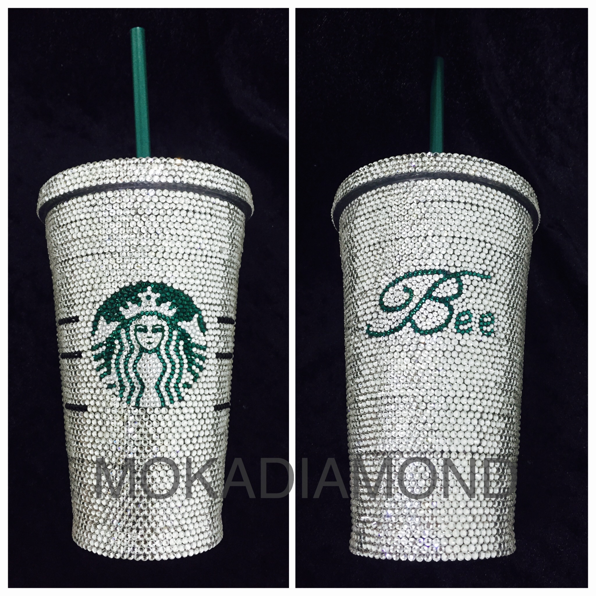 แก้ว Starbucks ติดเพชร ขนาด Grande 16 oz. สีขาวใส