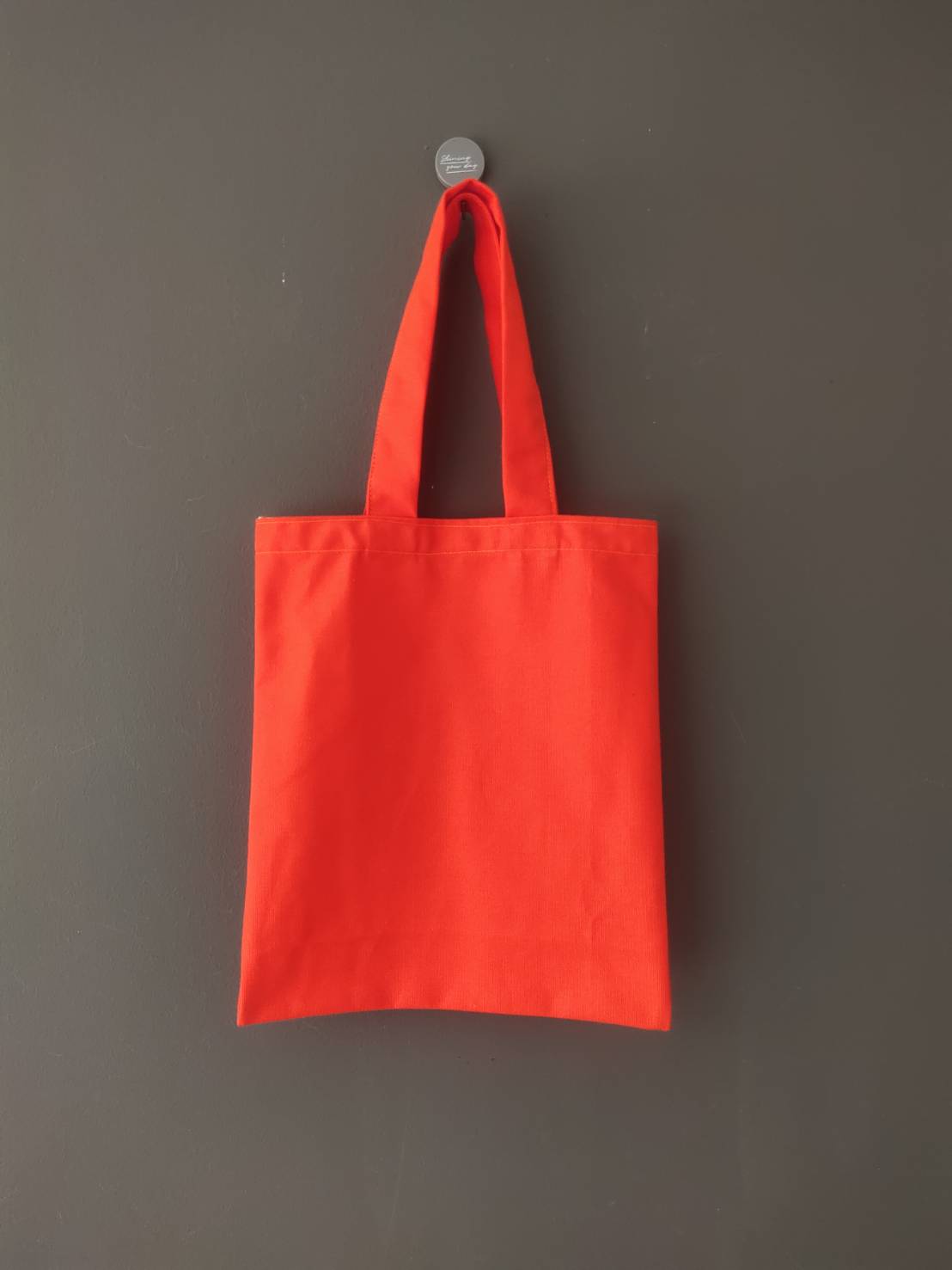 (รับผลิตออเดอร์) กระเป๋าผ้าแคนวาส ขนาดกว้าง12นิ้ว * สูง13.5 นิ้ว สีส้ม