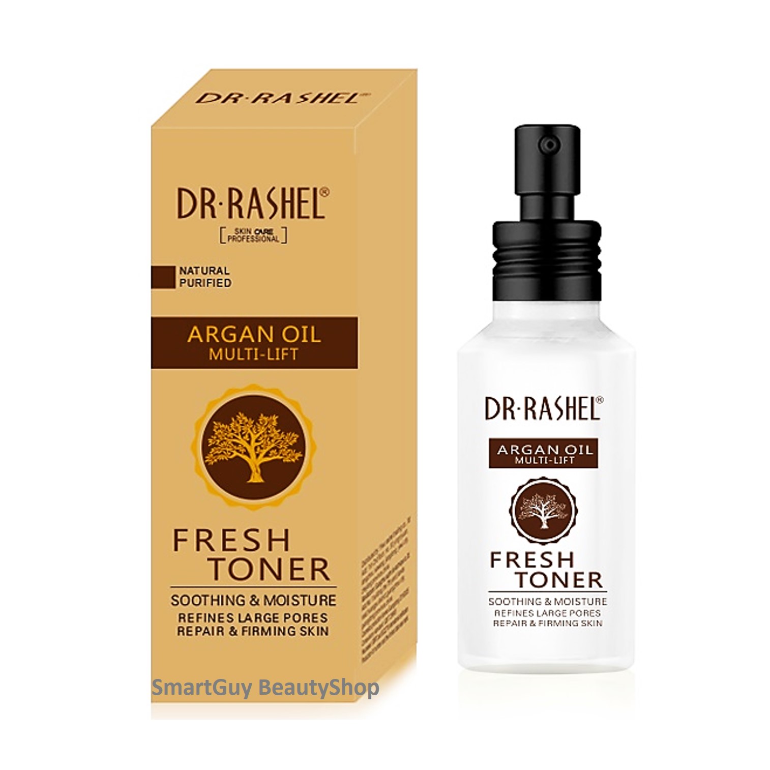 ผลิตภัณฑ์โทนเนอร์กระชับรูขุมขนลดริ้วรอยบำรุงผิวหน้ากระจ่างใสสูตรสารสกัดอาร์แกนออย DR.RASHEL Argan Oil Multi Lift Fresh Toner 100ml.