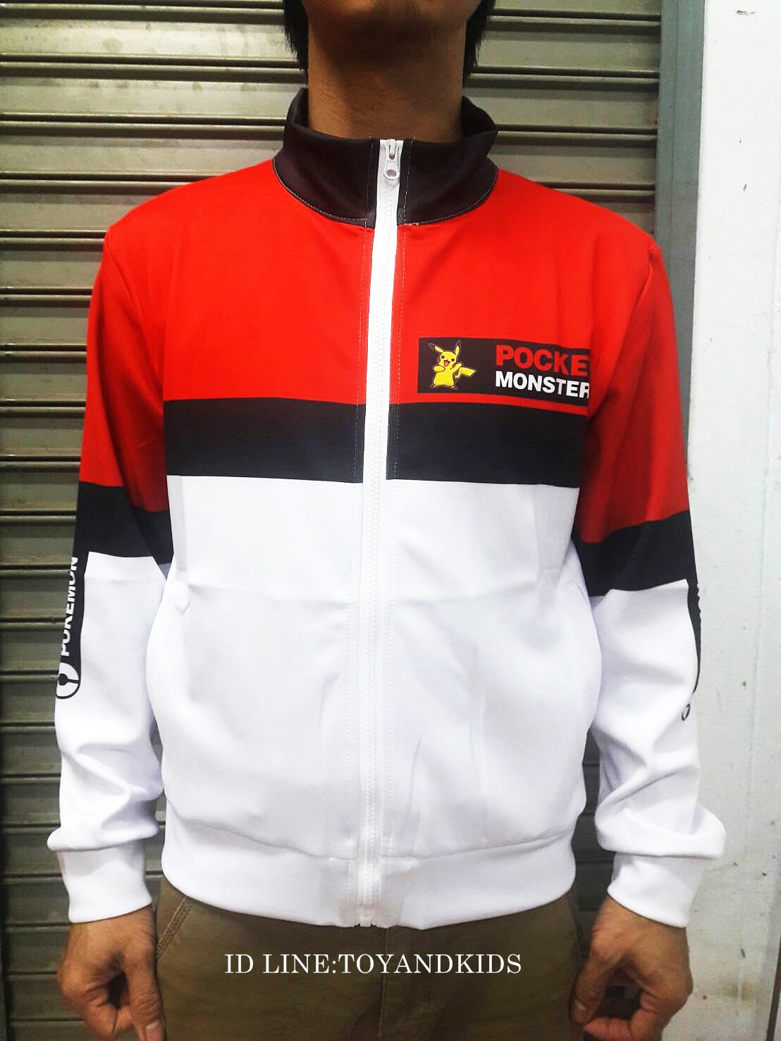 เสื้อแจ๊กเก็ต โปเกมอน แดงขาว