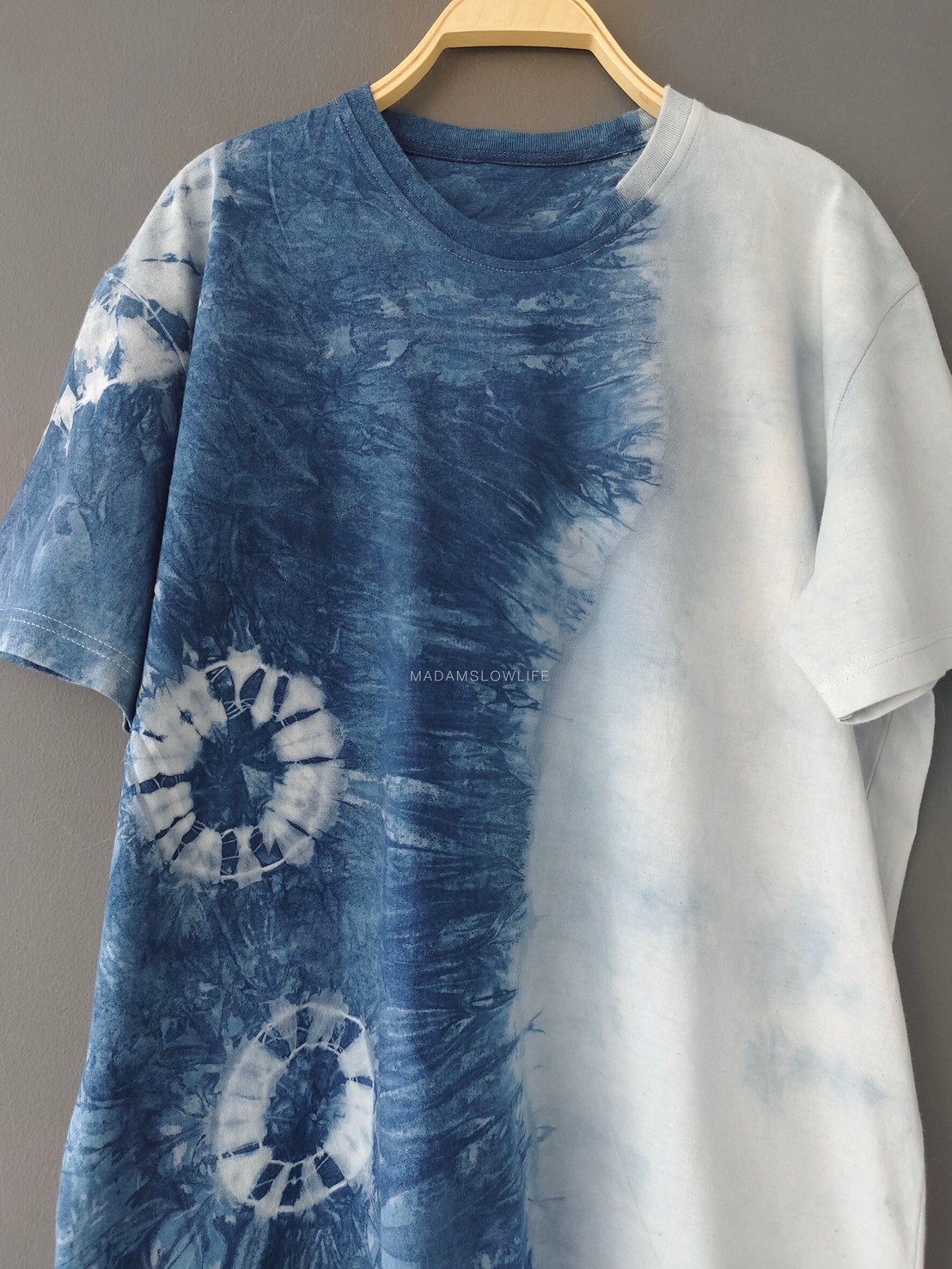 เสื้้อยืดผู้ใหญ่ มัดย้อมสีครามธรรมชาติ Size : XS S M L XL 2XL 3XL