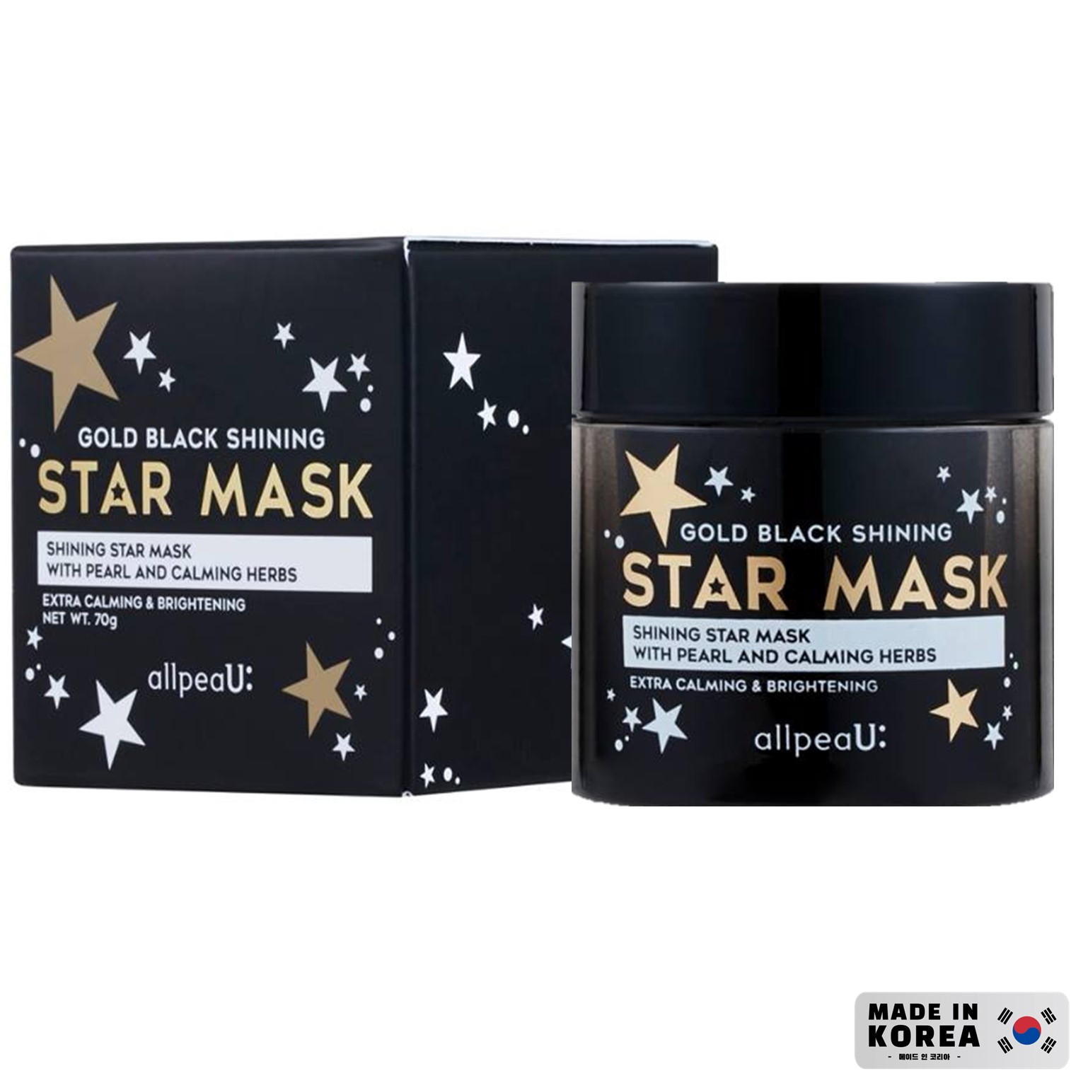 AllpeaU: Gold Black Shining Stars Mask 70g มาส์คหน้าใสดีท็อกซ์ผิวหน้าเนียนนุ่มกระจ่างใสจากเกาหลีของแท้พร้อมส่ง