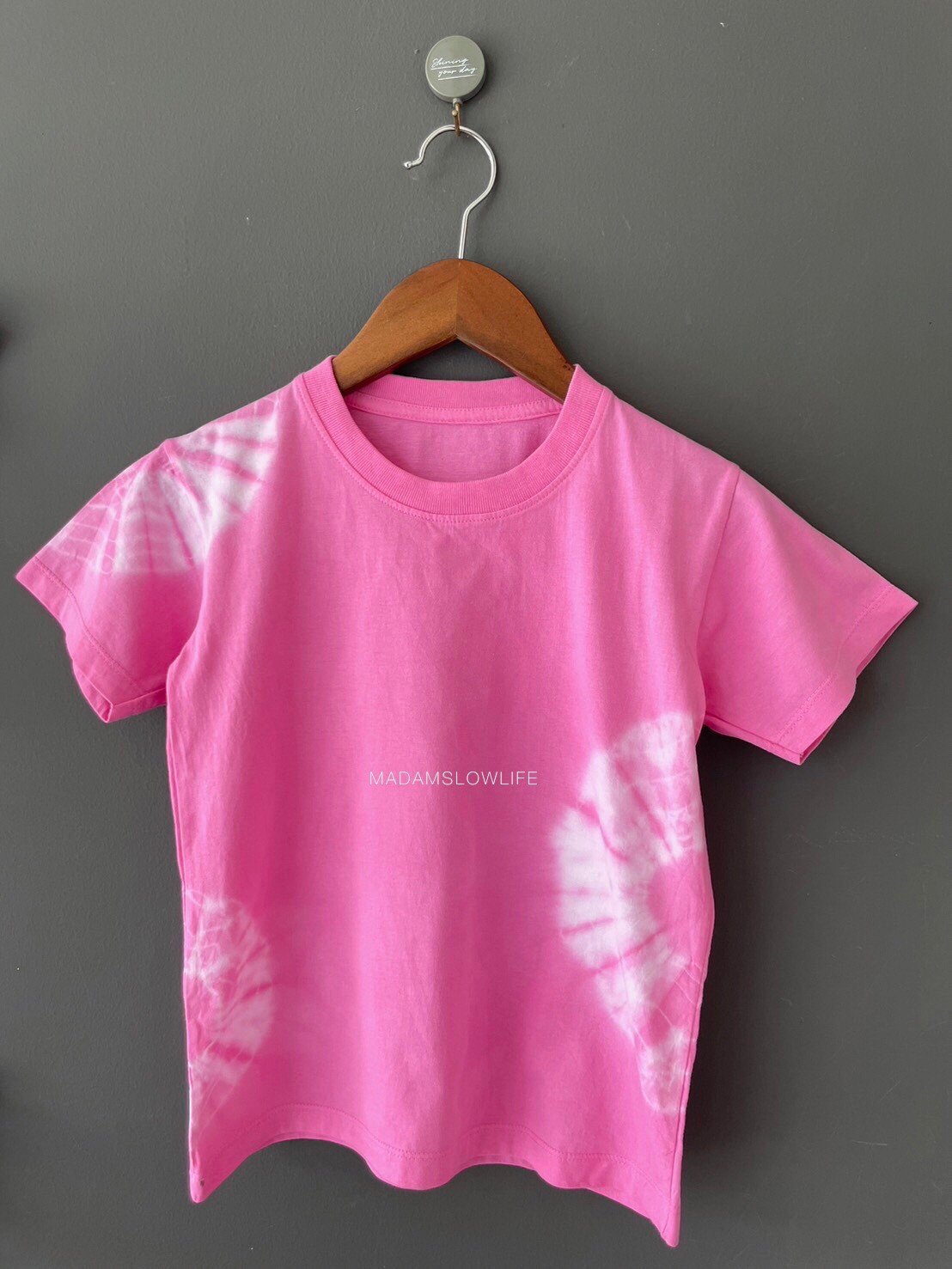 เสื้อยืดเด็ก มัดย้อมชมพูนม Size:80 90 100 110 120 130 140