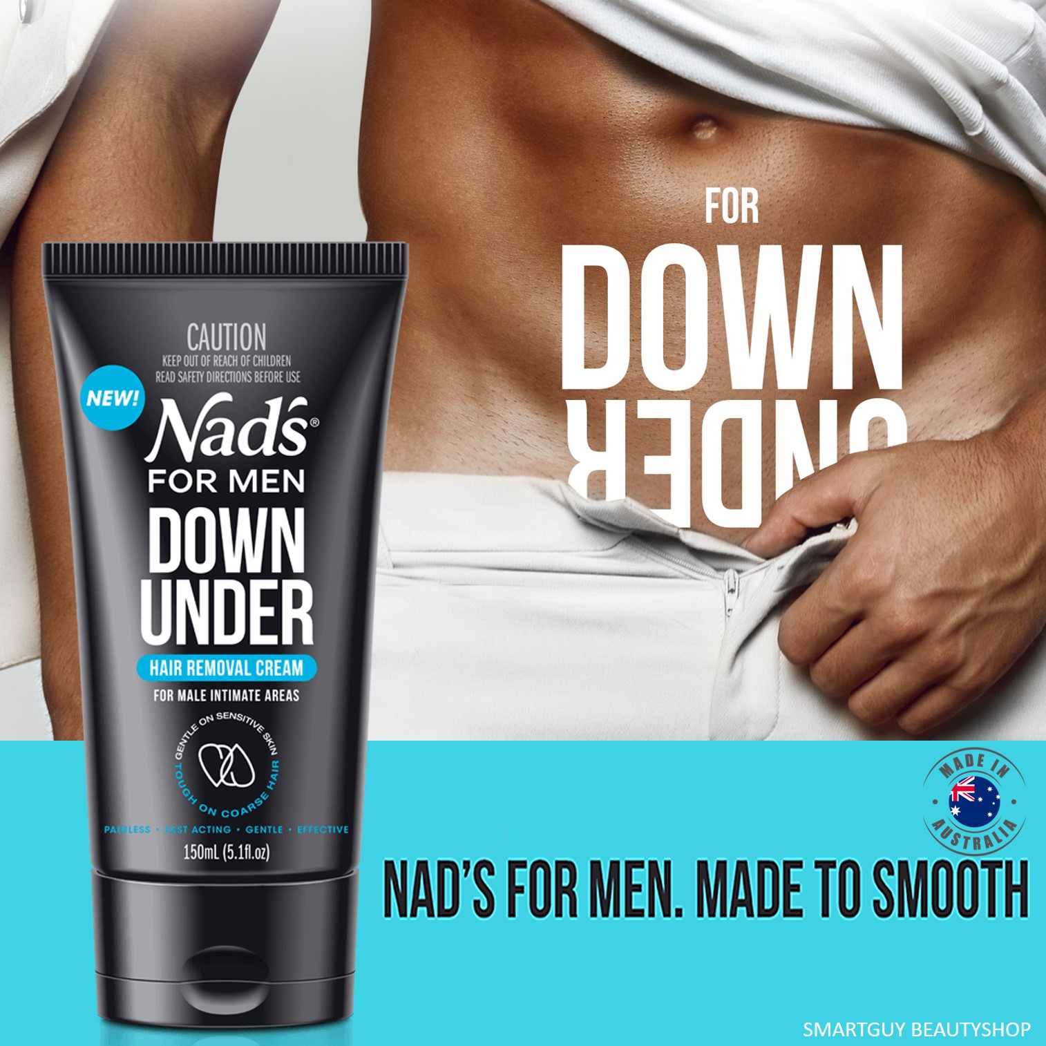 Nad's For Men Down Under Hair Removal Cream 150ml ผลิตภัณฑ์กำจัดขนบริเวณจุดซ่อนเร้นสำหรับผู้ชายจากออสเตรเลีย