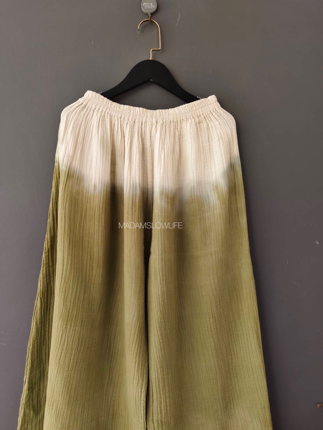 กางเกงขายาว มัดย้อมสีเขียวปลอดสารพิษ