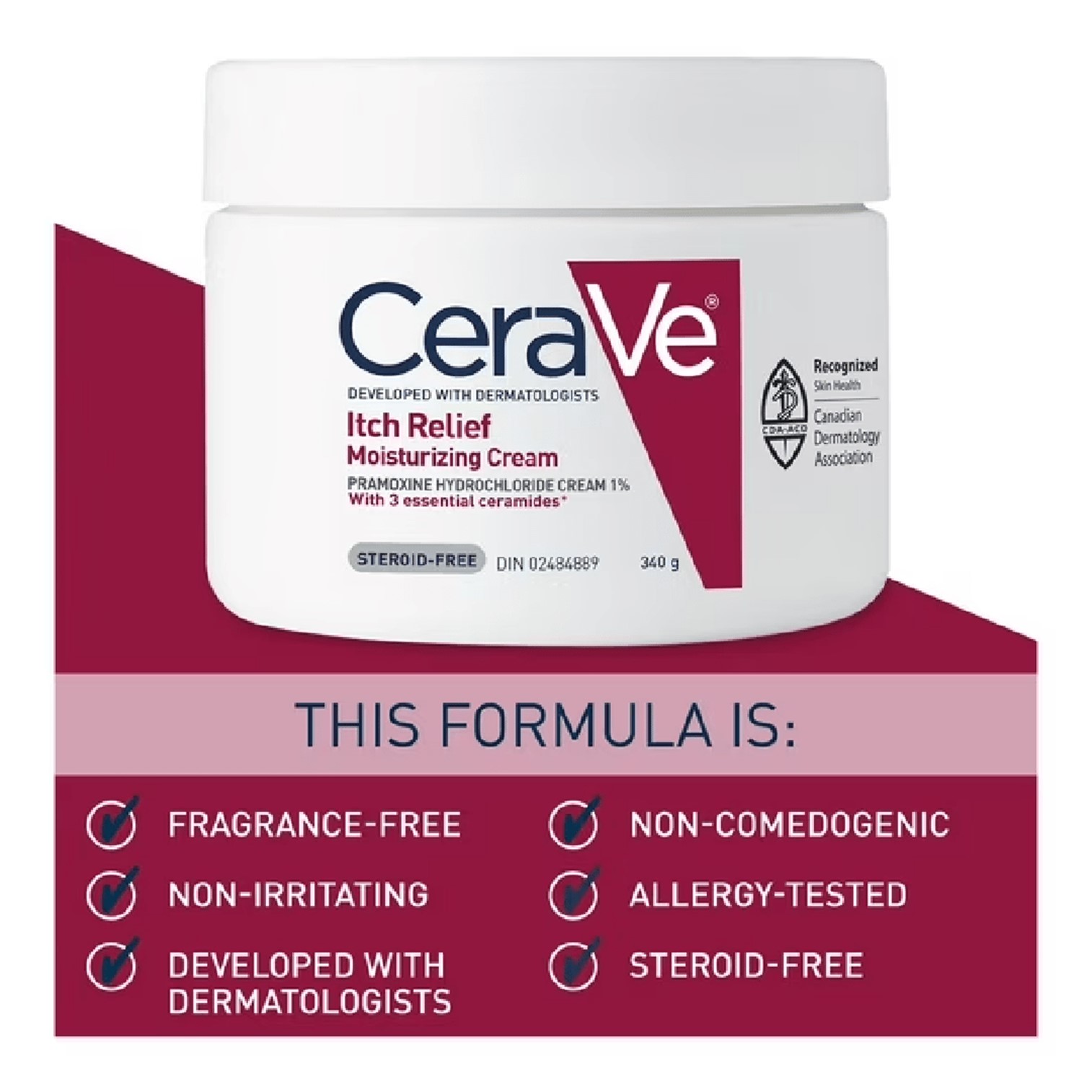CeraVe Itch Relief Moisturizing Cream 340g ผลิตภัณฑ์บำรุงผิวกายสูตรพิเศษเพื่อผิวแลดูสุขภาพดีริ้วรอยจางลงผิวเนียนนุ่มกระชับอ่อนกว่าวัย