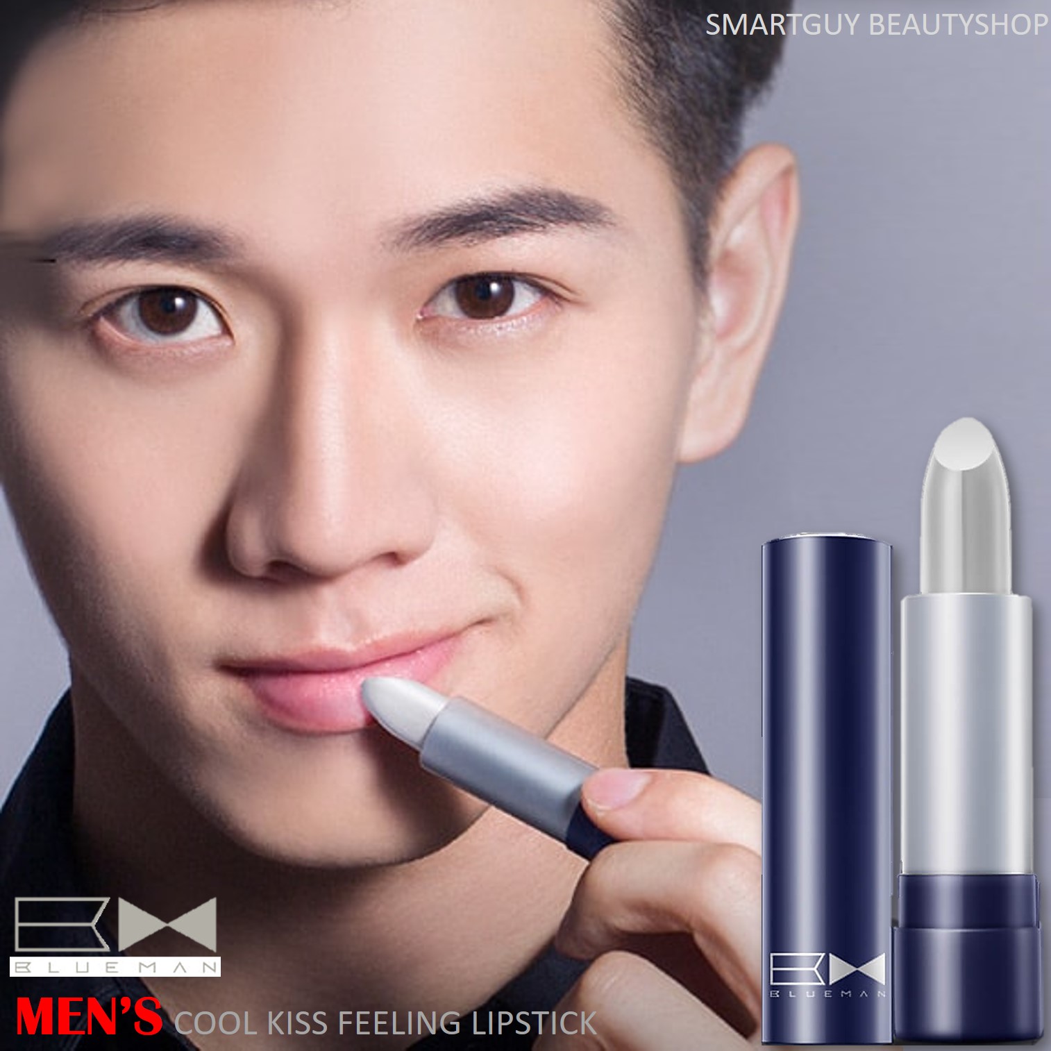 BlueMan Men’s Cool Kiss Feeling Lipstick 3.8g ลิปบาล์มสูตรเย็นสำหรับผู้ชายบำรุงและแก้ปัญหาริมฝีปากอิ่มน้ำเนียนนุ่มชุ่มชื้นแลดูสุขภาพดีสูตรสารสกัดธรรมชาติผสมวิตามินอี