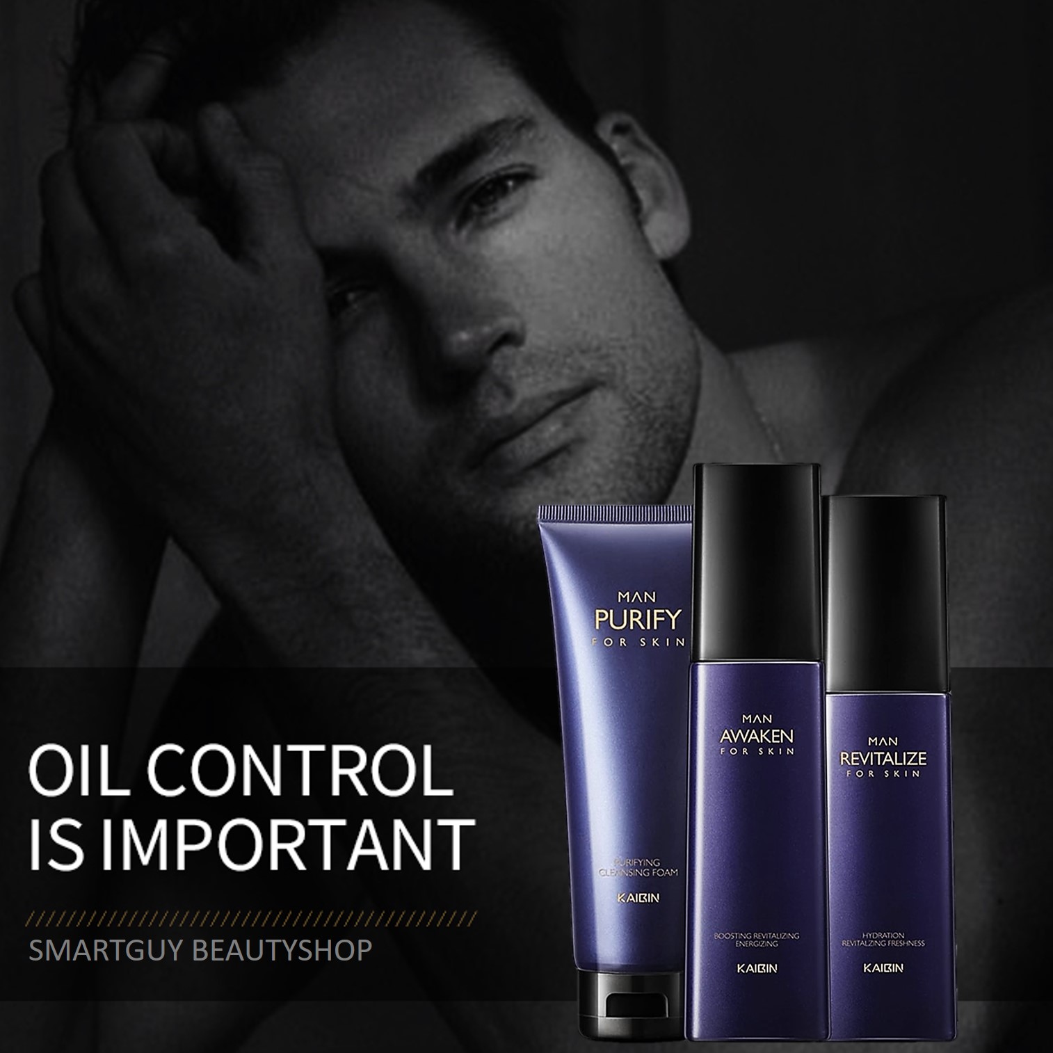 ชุดผลิตภัณฑ์ทำความสะอาดพร้อมการบำรุงผิวหน้าครบสูตรหล่อใสสำหรับผู้ชาย KAIBIN Source Of Skin Paradise Set 360g.