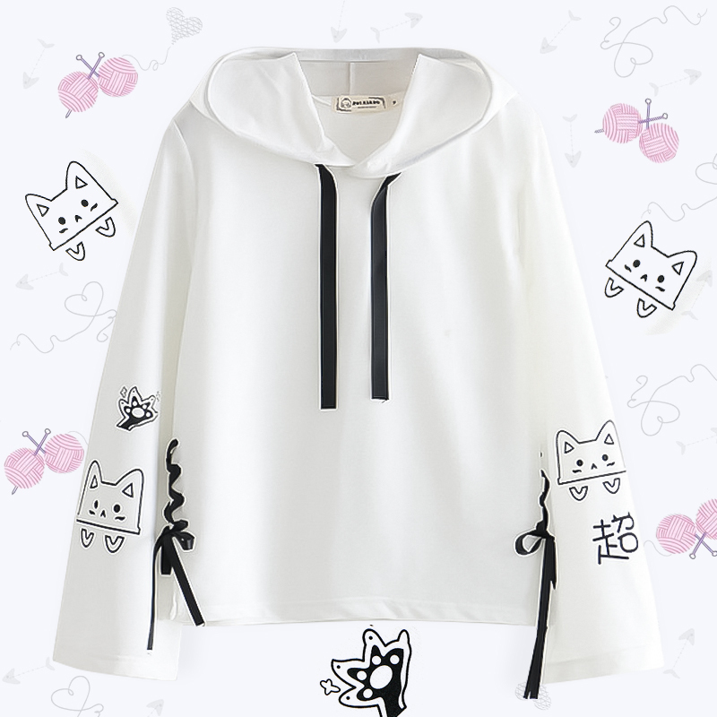 เสื้อยืดมีฮู้ดสไตล์ญี่ปุ่น BACKYARD CAT