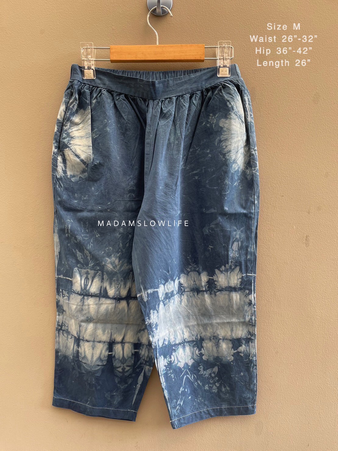 กางเกง5ส่วน ผ้าคอตตอนมัดย้อมสีปลอดสารพิษ Size:M L