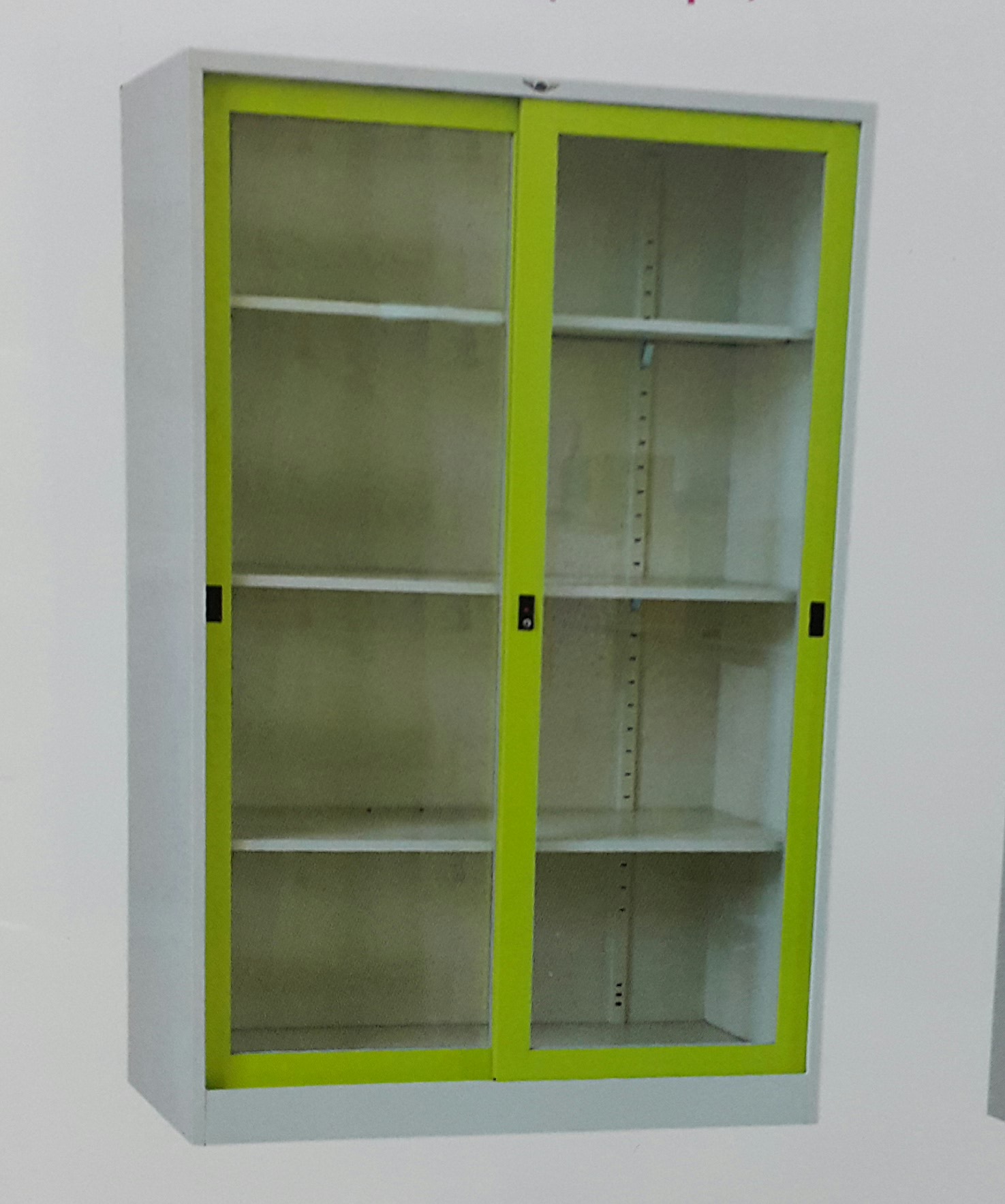 ตู้เหล็กเก็บเอกสารบานเลื่อนกระจกทรงสูง ขนาด 121.8x45.7x183 ฃม.