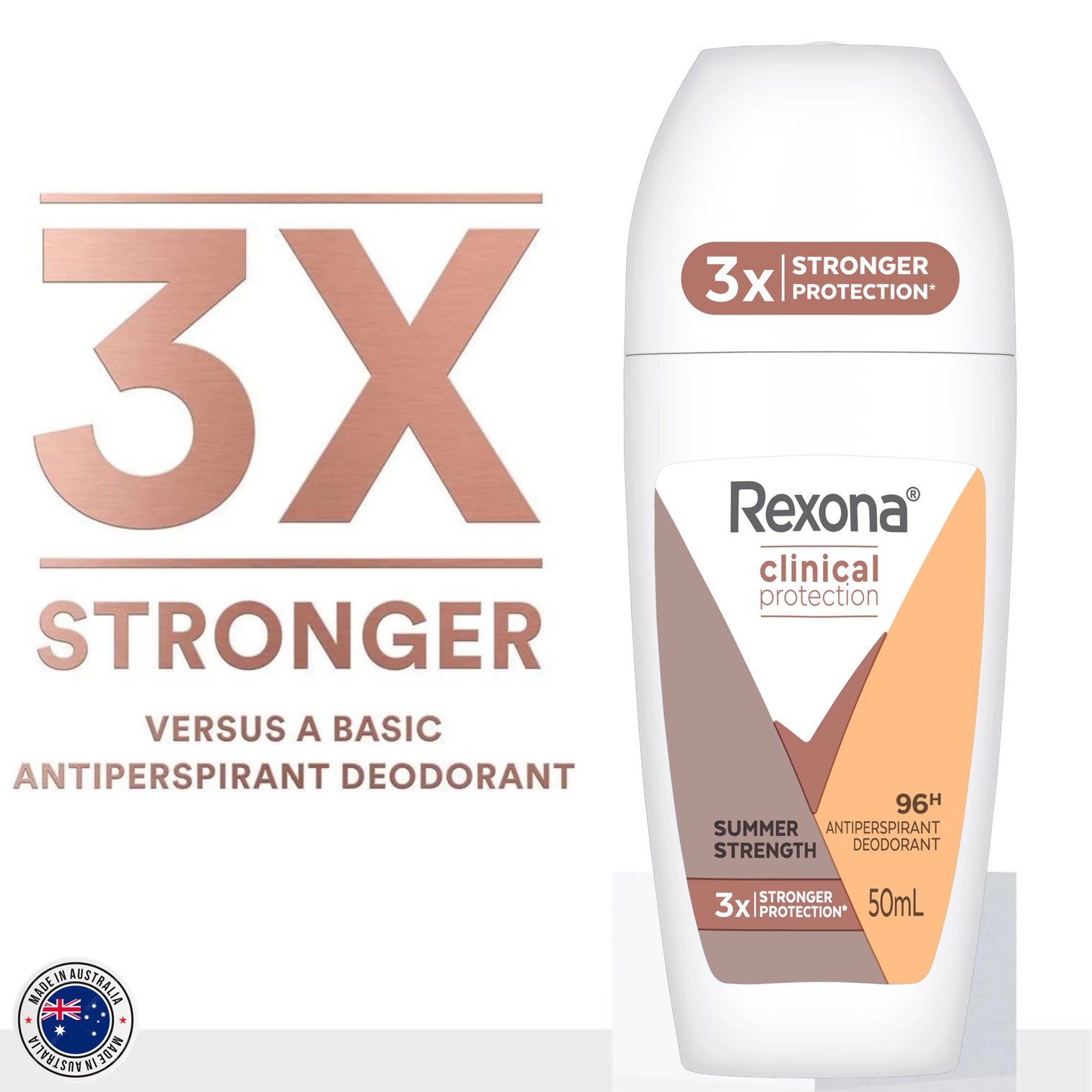 Rexona Clinical Protection Antiperspirant Deodorant Roll On Summer Strength 50ml ลูกกลิ้งระงับกลิ่นใต้วงแขนสำหรับผู้หญิงกลิ่นหอมพิเศษจากต่างประเทศของแท้พร้อมส่ง
