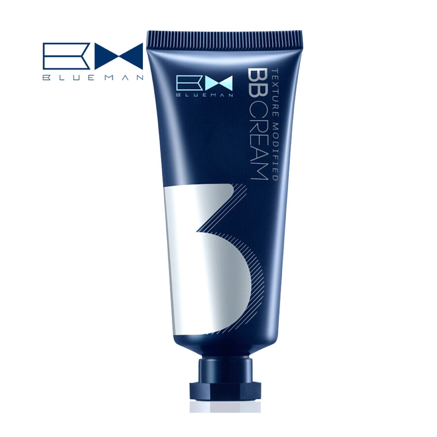 บีบีครีมผสมกันแดดเนื้อบางเบาสำหรับผิวหน้าผู้ชายครบสูตรหล่อเนียนใสในขั้นตอนเดียว ปกป้องบำรุงและปรับผิวหน้าเงาใสเพิ่มมิติให้รูปหน้าเรียบเนียนใสตลอดวัน BLUEMAN Texture Modified BB Cream 20g.