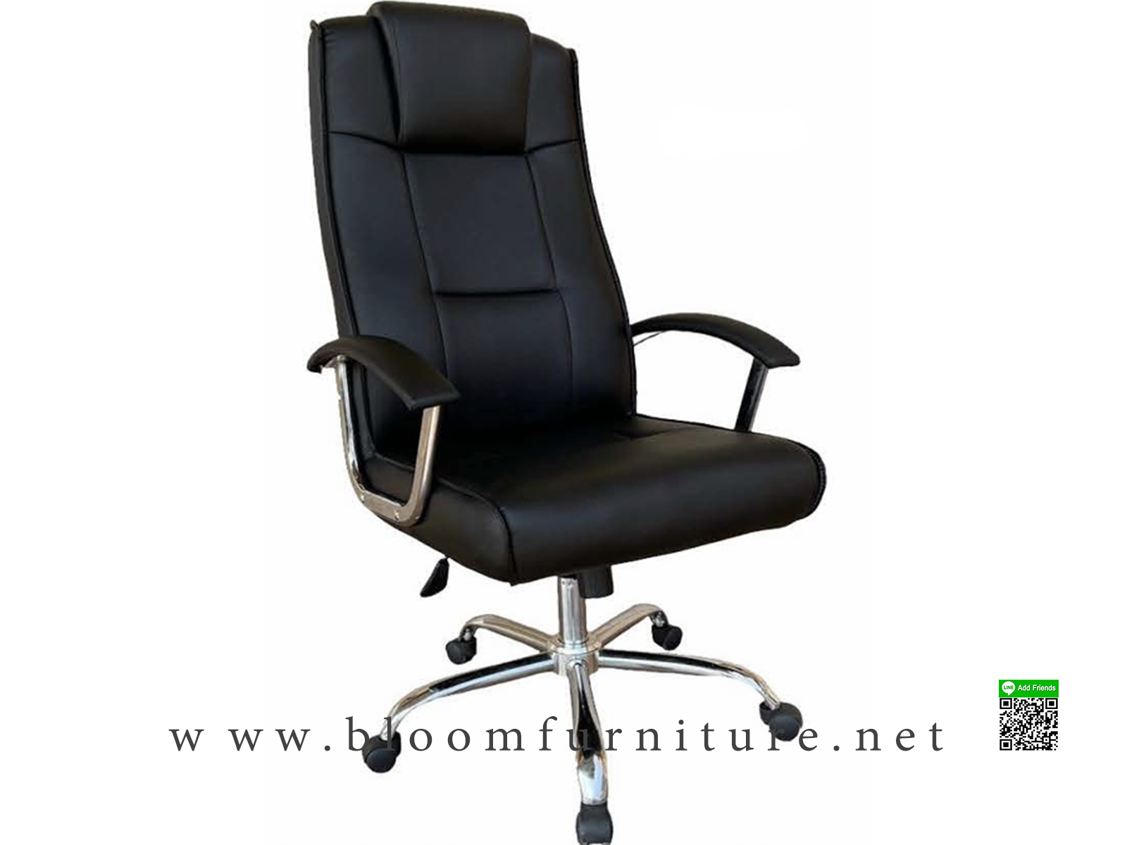 เก้าอี้สำนักงานพนักพิงสูงหุ้มหนัง ขนาด 67x76x116-124 ซม.