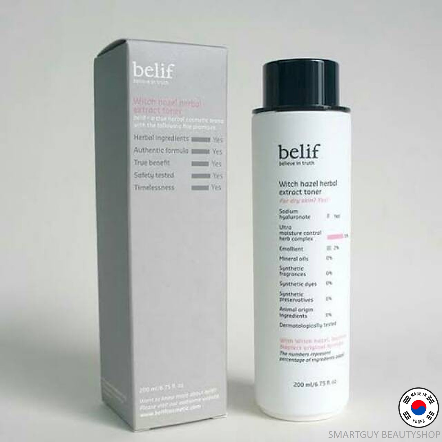 BELIF WITCH HAZEL HERBAL EXTRACT TONER 200ml ผลิตภัณฑ์โทนเนอร์บำรุงผิวหน้ากระจ่างใสสูตรพรีเมี่ยมจากเกาหลีของแท้