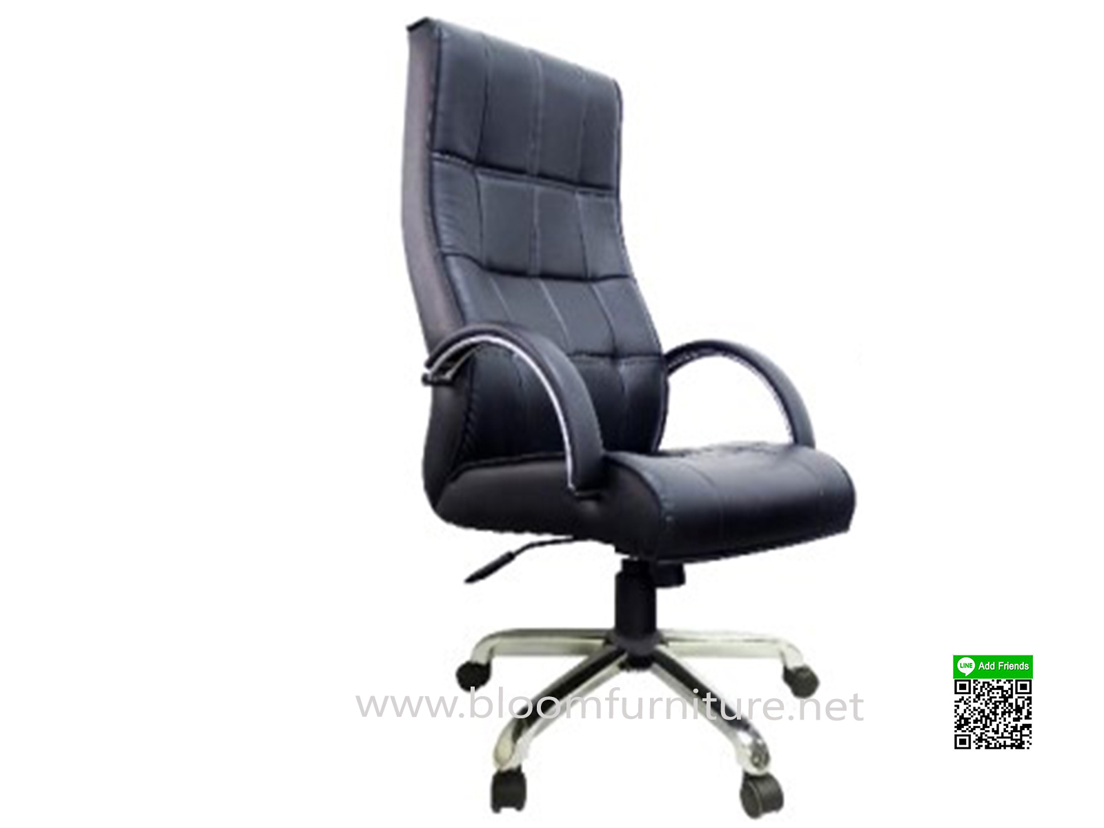 เก้าอี้สำนักงานพนักพิงสูงหุ้มหนัง มีโช๊คปรับสูงต่ำ ขนาด 62x73x127 ซม.
