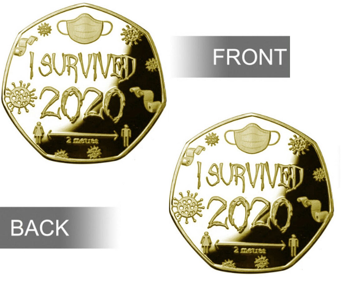เหรียญสะสม Covid 19 เหรียญแปลกๆ โควิด 19 corona Virus ของที่ระลึก ของขวัญ i survived 2020 gift Art Collectible Coin