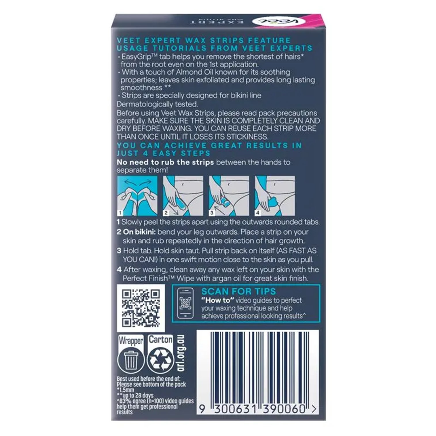 Veet Expert Bikini Cold Wax Strips For Sensitive Skin 16 Pack ผลิตภัณฑ์กำจัดขนบริเวณร่างกายสูตรอ่อนโยนสำหรับผิวบอบบางแพ้ง่ายจากออสเตรเลียของแท้พร้อมส่ง