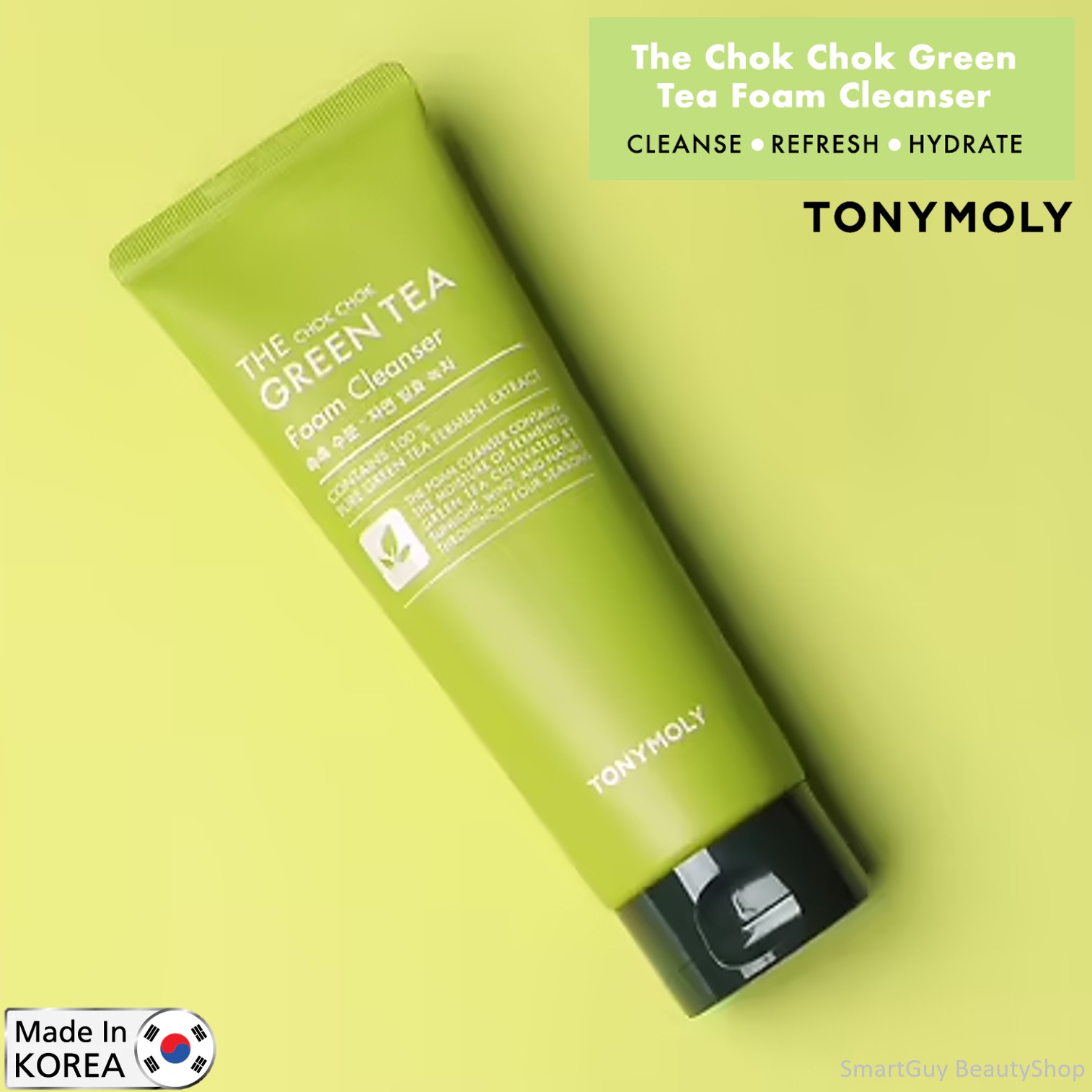TONYMOLY The Chok Chok Green Tea Foam Cleanser 150ml คลีนเซอร์ทำความสะอาดผิวหน้าสูตรผสมชาเขียวจากเกาหลีของแท้พร้อมส่ง