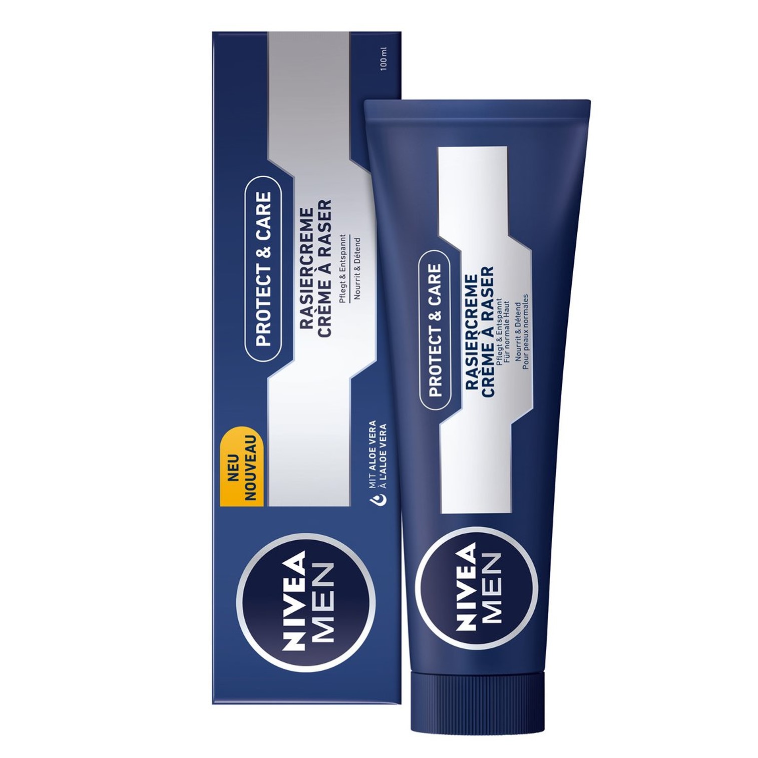 NIVEA MEN Protect&Care Rasiercream Shave Cream 100ml ครีมโกนหนวดสูตรพิเศษเพื่อการดูแลผิวหลังการโกนที่มีประสิทธิภาพ