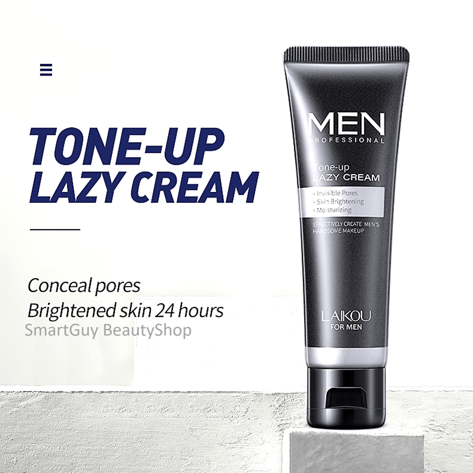 ครีมโทนอัพบำรุงและปรับสภาพผิวหน้ากระจ่างใสทันทีสูตรเข้มข้นสำหรับผู้ชาย LAIKOU For Men Tone-Up Lazy Cream 50g.