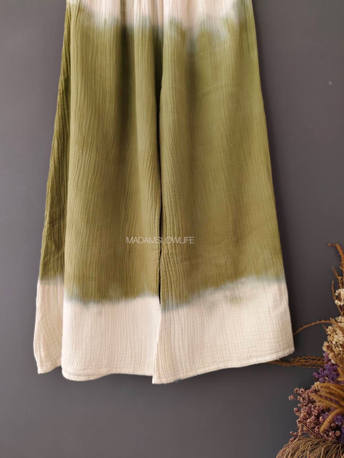 กางเกงขายาว มัดย้อมสีเขียวปลอดสารพิษ