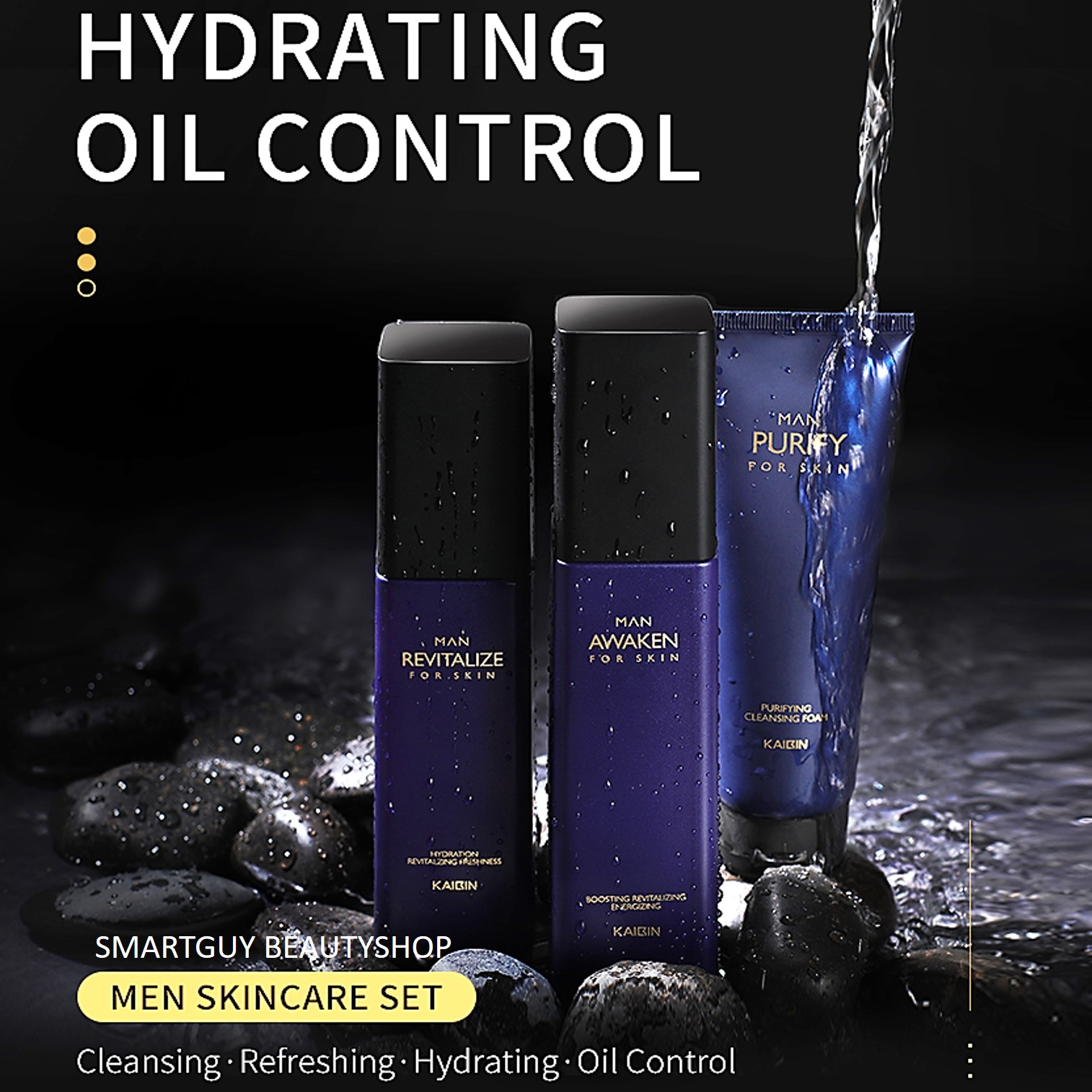 ชุดผลิตภัณฑ์ทำความสะอาดพร้อมการบำรุงผิวหน้าครบสูตรหล่อใสสำหรับผู้ชาย KAIBIN Source Of Skin Paradise Set 360g.