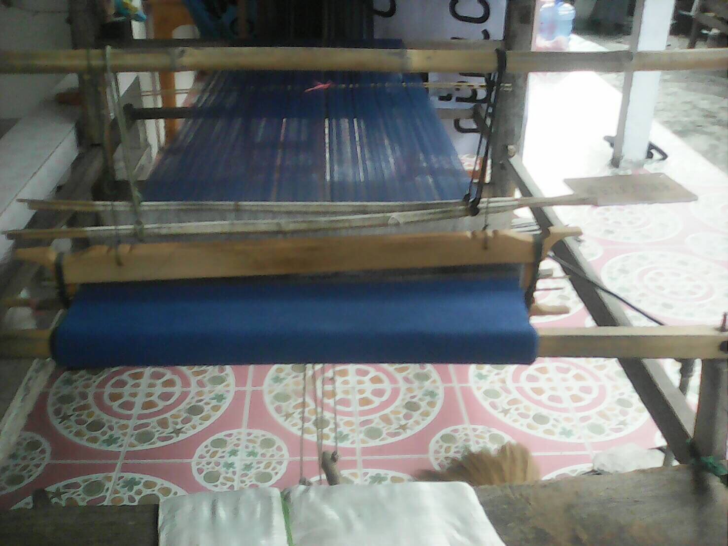 ผ้าฝ้ายทอมือ 1หลา สีน้ำเงิน Cotton Fabric Hand Weaved Blue 71cm Hand made