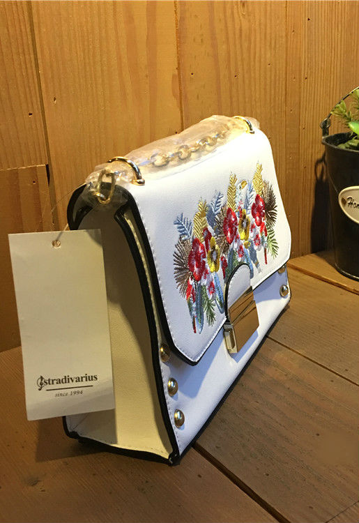 Stradivarius Messenger Bag With Large Embroidered Flowers