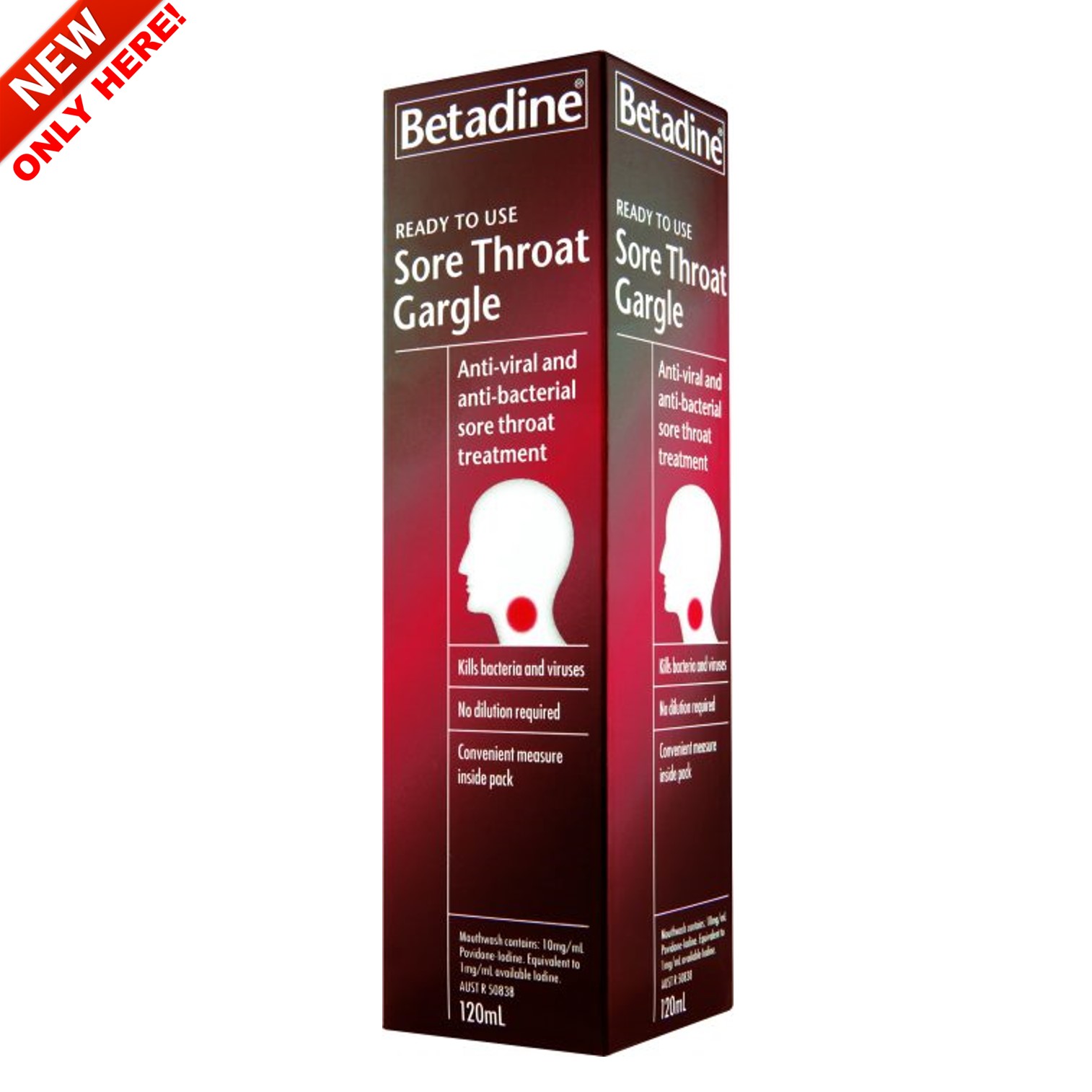 Betadine Antiseptic Sore Throat Gargle Ready To Use 120ml น้ำยาบ้วนปากช่วยฆ่าเชื้อไวรัสและเชื้อแบคทีเรียสะสมในช่องปากและลำคอช่วยลดอาการเจ็บคอหรืออาการข้างเคียงได้อย่างมีประสิทธิภาพ