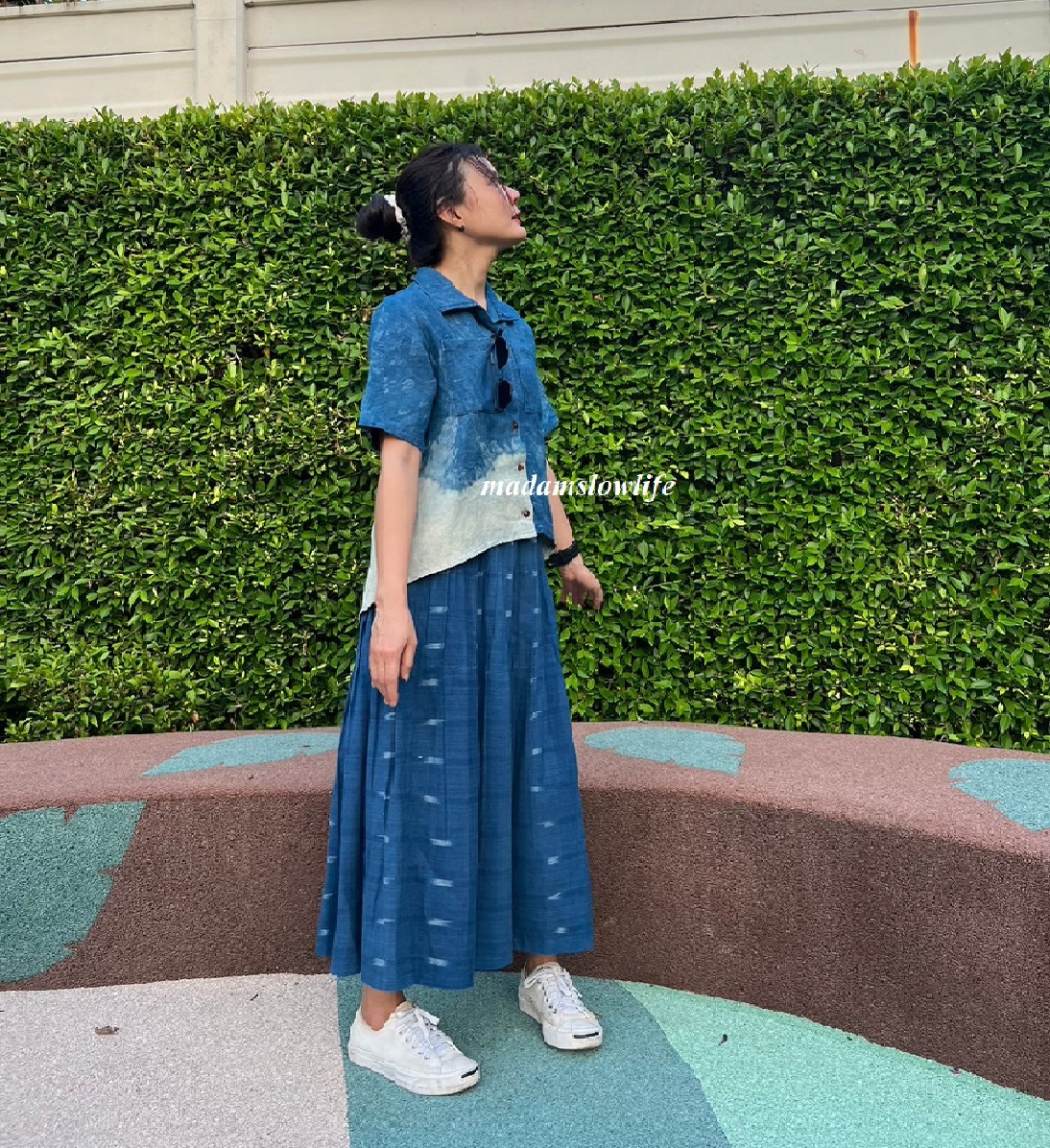 กระโปรงผ้าทอมือ คอตตอน Cotton Hand Woven Unique Design เอวยืด Elastic waist