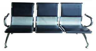 เก้าอี้แถวเบาะหนัง โครงขาเหล็กชุบโครเมี่ยม