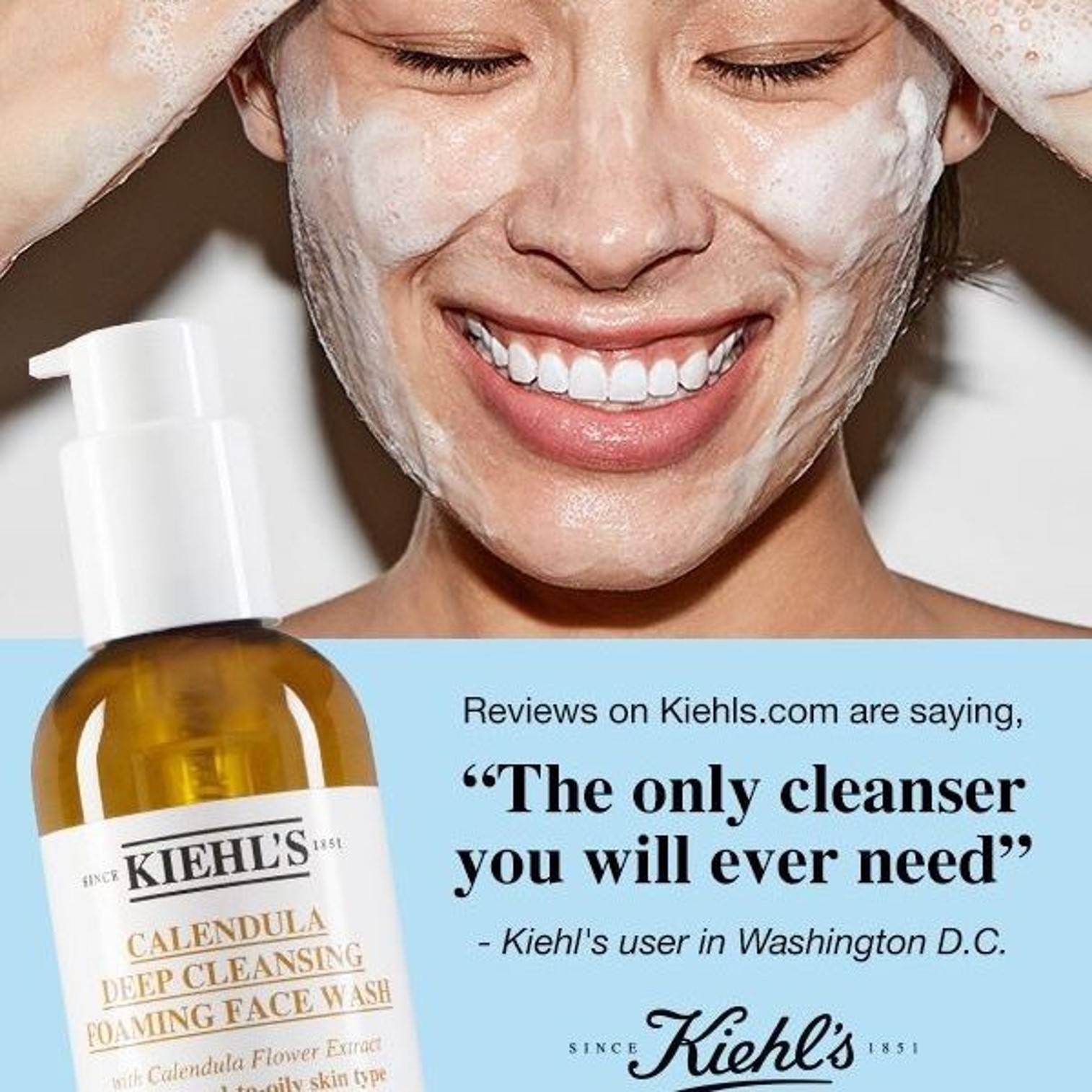 KIEHL‘S Calendula Deep Cleansing Foaming Face Wash 230ml ผลิตภัณฑ์ทำความสะอาดผิวหน้าสูตรพิเศษจากต่างประเทศ
