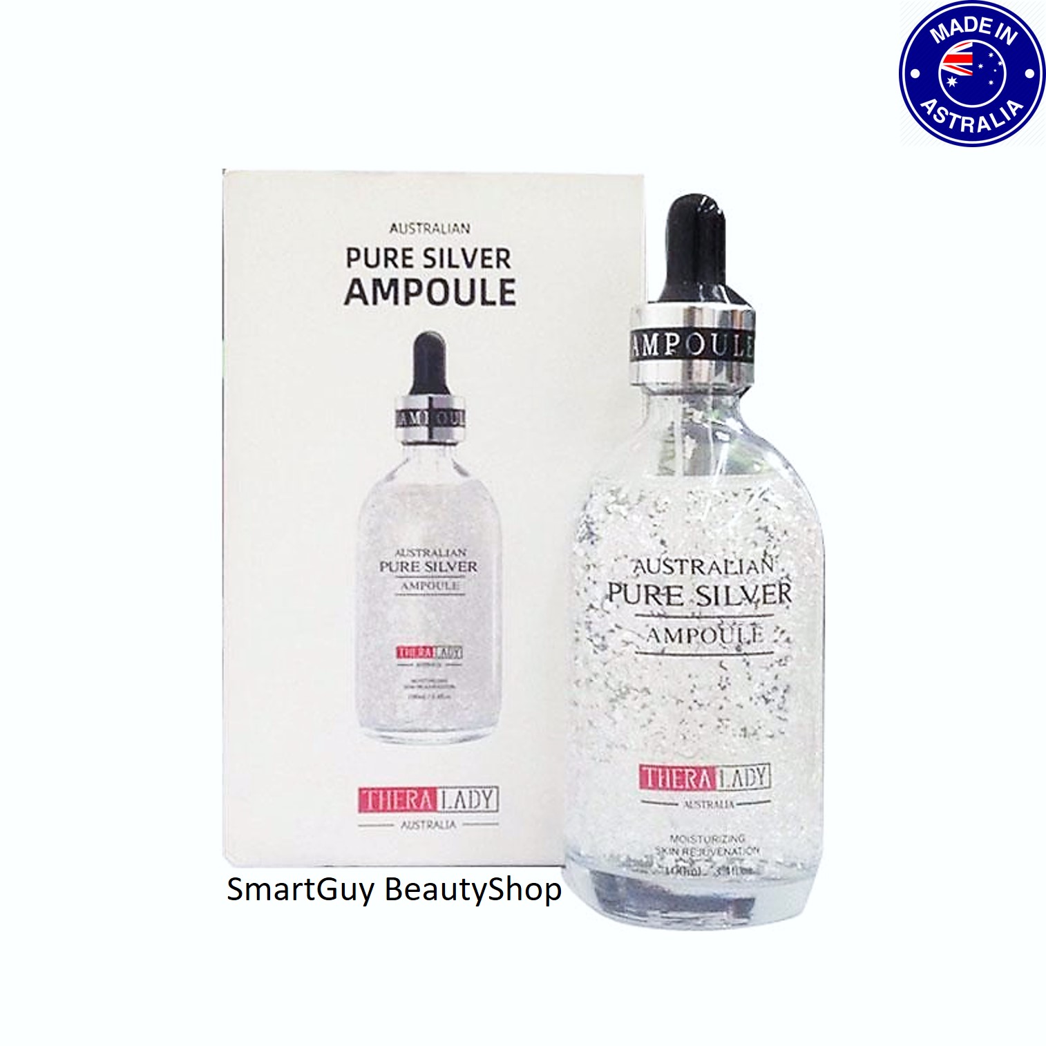 Thera Lady Pure Silver Ampoule Moisturizing Skin Rejuvenation 100ml เซรั่มเงินบริสุทธิ์บำรุงผิวหน้าแบบถึงขีดสุดของแท้จากออสเตรเลีย