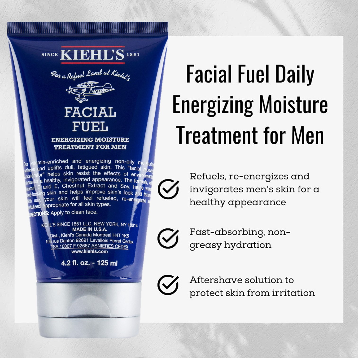 Kiehls Facial Fuel Energising Moisture Treatment For Men 125ml ครีมมอยซ์เจอร์ไรเซอร์บำรุงผิวหน้าสูตรพิเศษสำหรับผู้ชาย