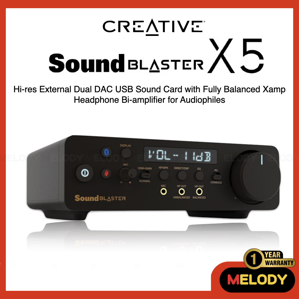 Creative Sound Blaster X5 Hi-res External Dual DAC USB Sound Card with Fully Balanced Xamp Headphone Bi-amplifier